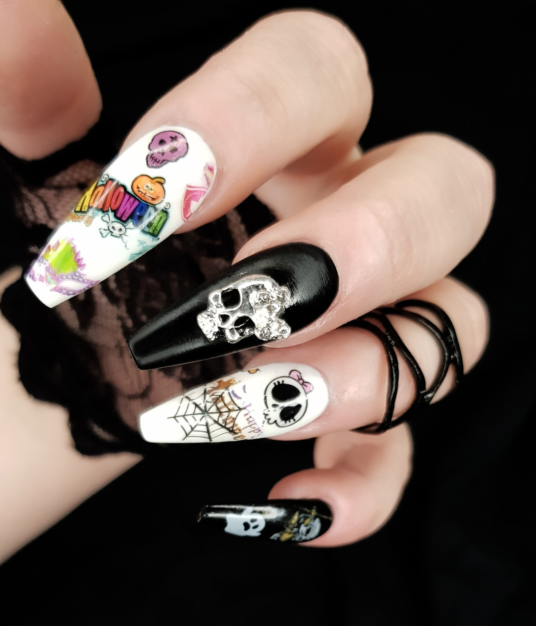 Halloween Nail Art Transfer Foil Set 10 Designs Per Box Pumpkins Spiders Skeletons More