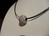White Sapphire Pave Ball Sterling Silver Pendant