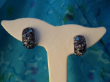 Sapphire & Blue Topaz Pave Omega Sterling Silver Earrings