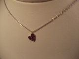 Handmade Red Ruby  Heart Necklace in 18k White Gold