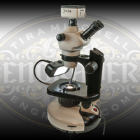 Trinocular Gem Scope by Engraver.com - Excellent optics with 12-75x zoom and all lighting accessories for premium gem grading and evaluation plus live customer interaction and engagement via monitor or TV display.