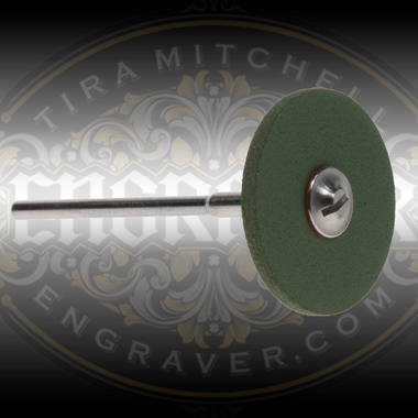 Green CeraGloss Rubber Diamond Wheel.  Course for shaping gravers.