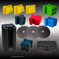 Full set of graver blocks for the Engraver.com Sharpening System.  Includes 45, 55 and 60 degree face fixers, 90, 105 and 115 degree graver blocks, 15 degree flat graver heel block, graver slimmer, 260, 600, and 1200 diamond disks with 5 inch diamond wheel holder, and the Tower to hold all of the blocks.