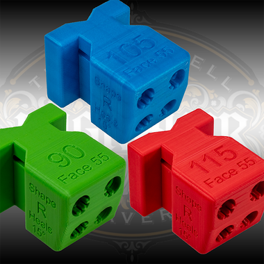 General Use Graver Slide Fixture System for Shaping and Sharpening Gravers.  Basic set with 90, 105, and 115 degree Shaping and Sharpening Blocks.