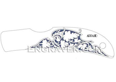 Low resolution watermarked hand engraving design by Arnaud for an Al-Mar Hawk Classic (design 1)