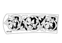 Low resolution watermarked image of a hand engraving design by Arnaud for a folding knife with wood scales