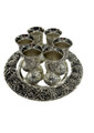 Silverplate Kiddush Set With Plate-6 Cups-Grape Design (SHB-8844SET)
