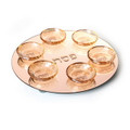 Crystal Seder Plate-15" Amber Gold Design on Ball Legs (P-X2310AA)