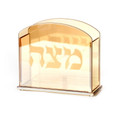 Square Matzah Box-Gold Glass Design 7.5" (P-X2413ZA)