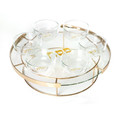Raised Glass Seder Plate-Gold Stand 16"Diameter 6" High (P-X5400ZR)