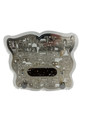 Large Lucite Besamim Holder with Silver Lasercut Design-Jerusalem Design 5"x5" (HV-OJBSL10)
