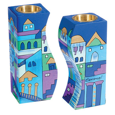 Alef To Tav Painted Candlesticks
