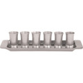 Set of 6 Anodized Aluminum Cups with Tray Silver (EM-GS6E)