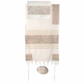 Yair Emanuel Embroidered Cotton Tallit -Jerusalem in silver TFE-2