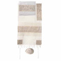 Yair Emanuel Embroidered Cotton Tallit -The Matriarches in silver TFE-9
