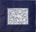 Embroidered Tallit Bag White on Blue (EM-TMD-1)