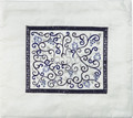 Embroidered Tallit Bag Blue on White (EM-TMD-2)