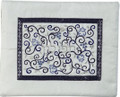 Embroidered Tefillin Bag Blue on White (EM-FMD-2)