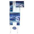 Yair emanuel Embroidered Raw Silk Tallit  - Jerusalem blue TFA-3B