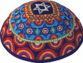 Embroidered Kippah - Magen David Multi-colors (EM-YME-11M)