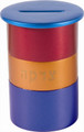 Anodized Aluminum Tzedakah Box Round Multicolor (EM-TZA5)
