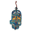 Small Wood Painted Hamsa 3.4"X2"  (EM-HAS)