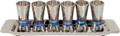 Emanuel Hammered Conical Shaped Liquor Cups Set of 6- Blues (EM-GF2)