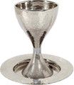 Emanuel Hammered Kiddush Cup Modern- Silver Ring (EM-CUS1)