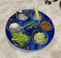 Acrylic Seder Plate Blue/Gold (P-SHAASP1)