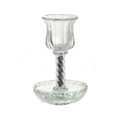 Crystal Kiddush Cup Set- Silver Accent 7" (KC-X4599)