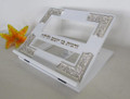 White Wood & Silverplated Tabletop Shtender (MC-10226W)
