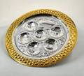 S/P Gold Seder Plate-- 16"- Diamond Design (P-AVI150Y)