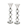 Crystal Candlestick-Pair-w/Silver Rings-9" (CS-X3131GS)