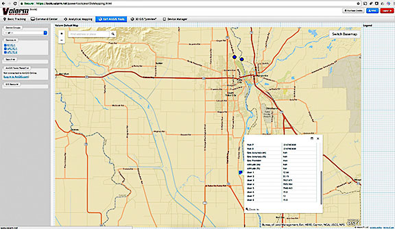 Valarm GIS Mapping screen shot.