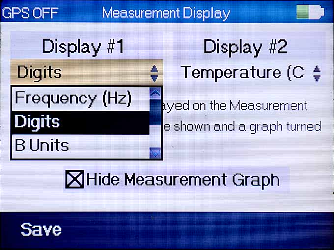 GK-406 screenshot showing measurement types.