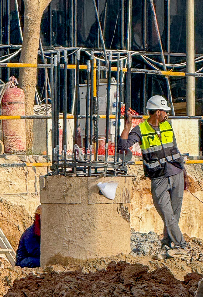 Photo of construction worker at the Binghatti Flare project.