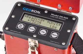 Close-up of Model GK-502 Load Cell Readout Box control panel.