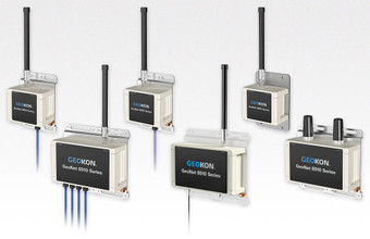 The Model 8910 Series includes the LoRa Single-Channel VW Data Logger, 4-Channel Analog Data Logger, Single-Channel Addressable Data Logger, Time Domain Reflectometry (TDR) Data Logger,  Tilt Logger,  and Gateway (left to right).