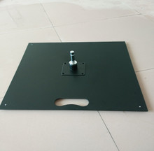 Flat Square Base supports the flag and pole from blowing over. 
Weighs 9kg