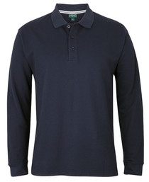 Navy 100% Cotton Long Sleeve Polo