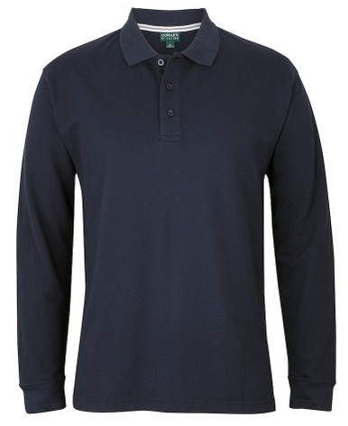 Navy 100% Cotton Long Sleeve Polo