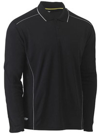 Bisley Cool Mesh Long Sleeve Polo with Reflective Piping