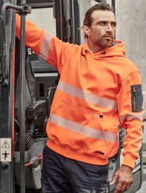 Water Resistant Hi Viz Hoodie with Segmented Tape