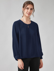 Evelyn Long Sleeve Blouse Navy