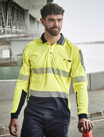 Hi Vis Flux Segmented Tape Long Sleeve Polo