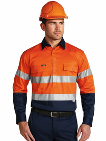 Closed Front Hi Vis L/S Drill Shirt - BTC6456