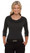 City Collection Charcoal Eva 3/4 Sleeve Cowl Neck Top