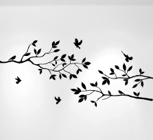 Tree Branches Wall Decal with Birds Vinyl Sticker Nursery Leaves 40" Wide X 18" High #1234
