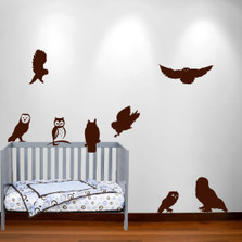 Owl Wall Decal Nursery Sticker Hunting Bird Set #1251