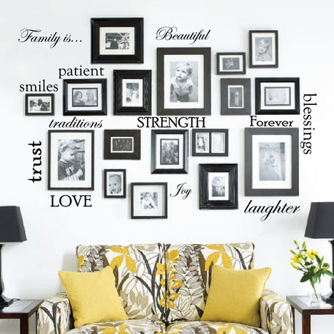 set of 12 family quote words vinyl wall sticker picture